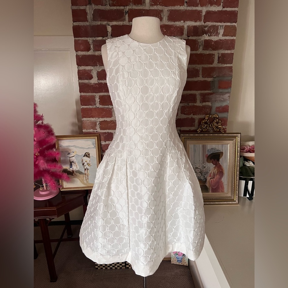 Carmen Marc Valvo White Fit and Flare Dress